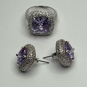 Elegant Silver and Purple Jewelry Set
